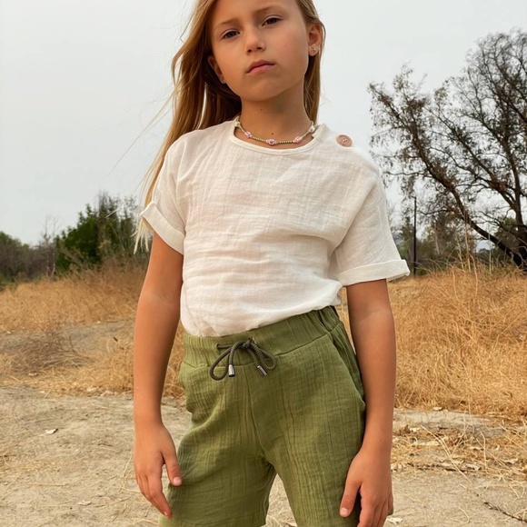 Organic Muslin Unisex Kids Set for summer T-Shirt with Shorts or Pants Sizes - Picture 9 of 13